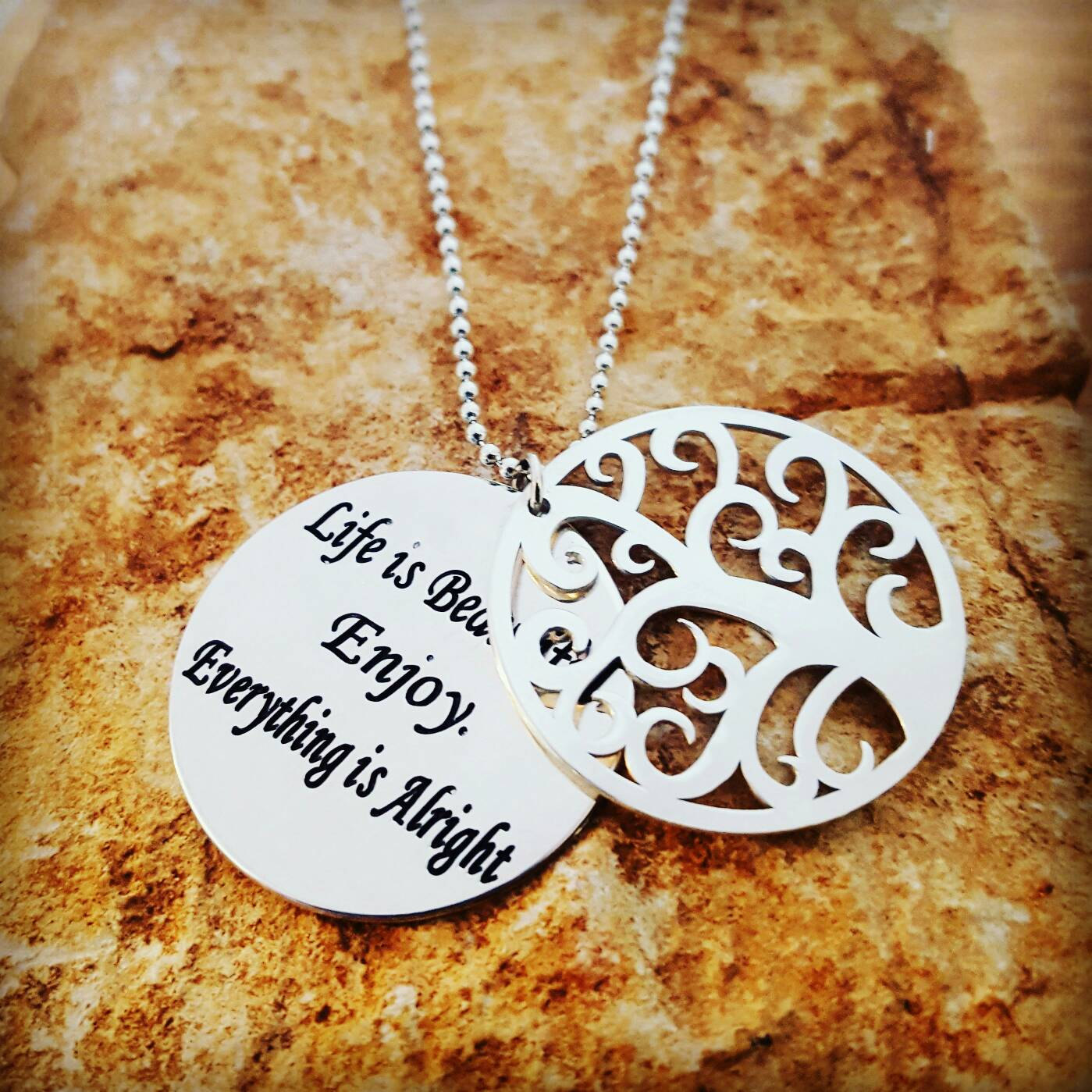 Tree of Life Necklace / Personalized Message Necklace /  Family Tree Necklace / Custom made Necklace / Silver Name Necklace Mother Day Gift
