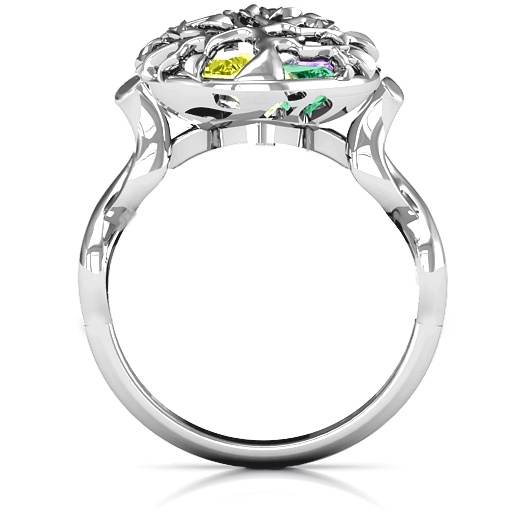 Family Tree Caged Hearts Ring with Infinity Band - Name My Jewelry &trade;
