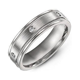 Brushed Milgrain Men's Ring with Gemstone Accents  - Name My Jewelry &trade;