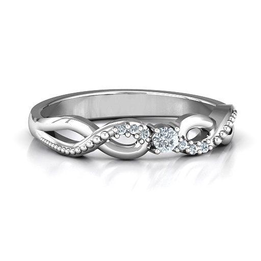Classic Solitare Sparkle Ring with Accented Infinity Band - Name My Jewelry &trade;