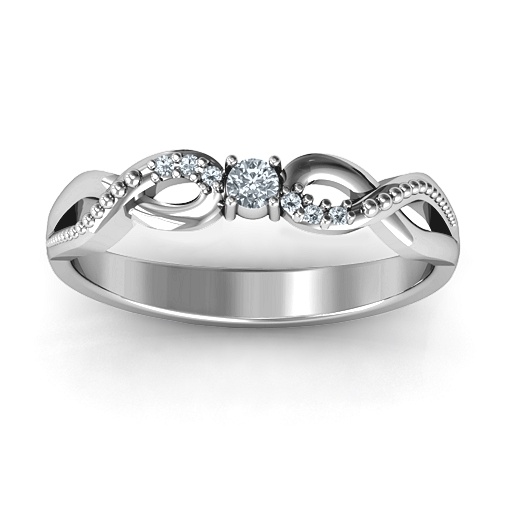 Classic Solitare Sparkle Ring with Accented Infinity Band - Name My Jewelry &trade;