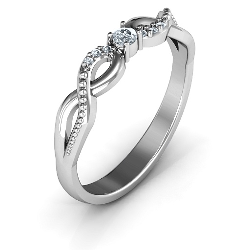Classic Solitare Sparkle Ring with Accented Infinity Band - Name My Jewelry &trade;