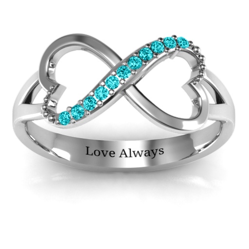 Double Heart Infinity Ring with Accents - Name My Jewelry &trade;
