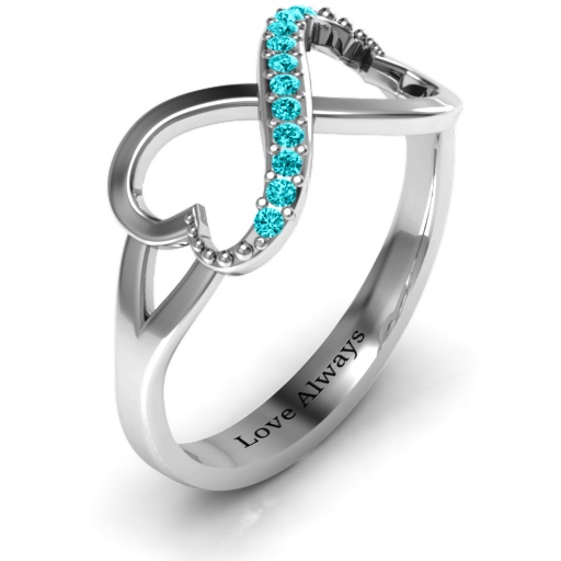 Double Heart Infinity Ring with Accents - Name My Jewelry &trade;