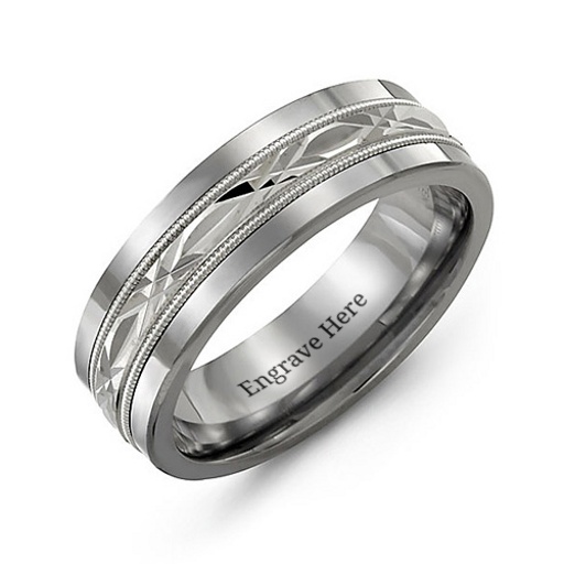 Men's Cut Out XO Centre Tungsten Band Ring - Name My Jewelry &trade;