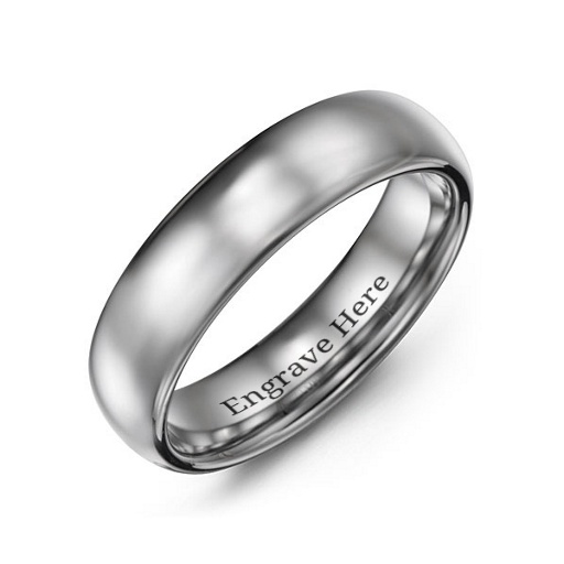 Men's Polished Tungsten Dome 6mm Ring - Name My Jewelry &trade;