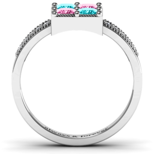 Vintage Princess Cut Ring with Shoulder Accents - Name My Jewelry &trade;