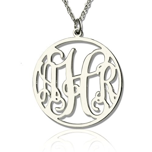 Sterling Silver Circle Monogram Necklace - Name My Jewelry &trade;