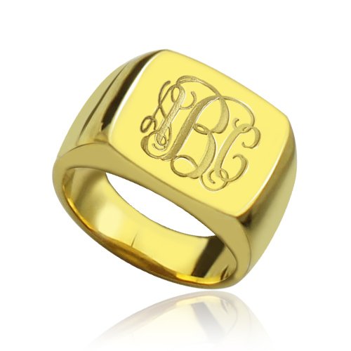 18ct Gold Plated Fashion Monogram Initial Ring - Name My Jewelry &trade;