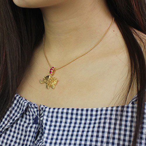 personalized Elephant Necklace with Name  Birthstone 18ct Gold Plated  - Name My Jewelry &trade;