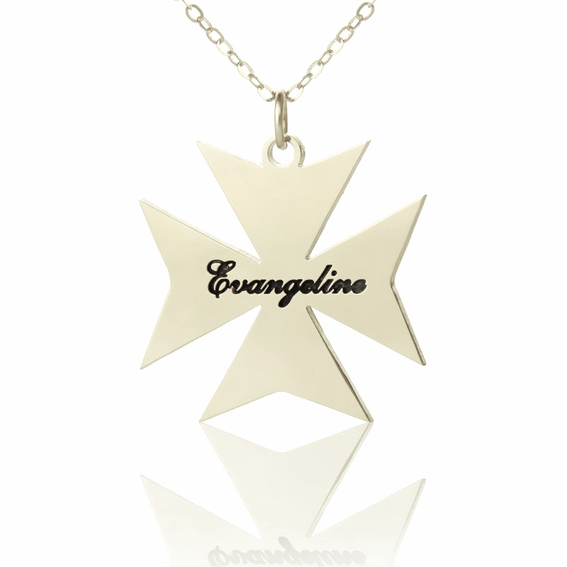 Silver Maltese Cross Name Necklace - Name My Jewelry &trade;