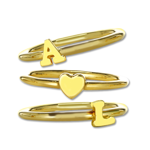 Stackable Initial Ring 18ct Gold Plated - Name My Jewelry &trade;
