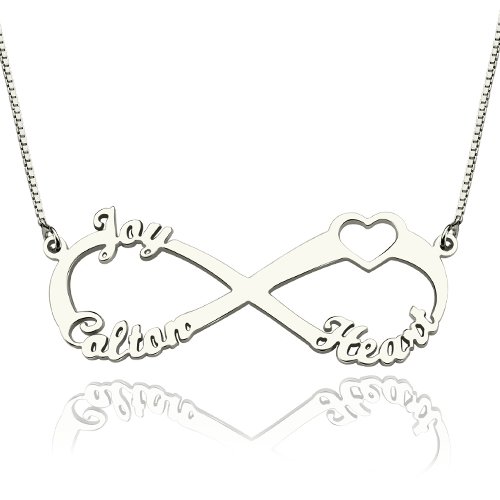 Heart Infinity Necklace 3 Names Sterling Silver - Name My Jewelry &trade;