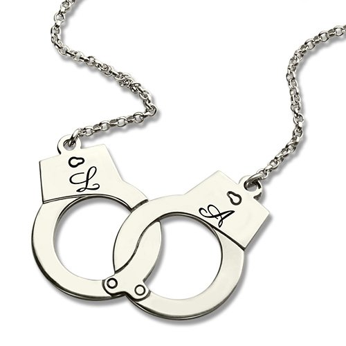 Handcuff Necklace For Couple Sterling Silver - Name My Jewelry &trade;