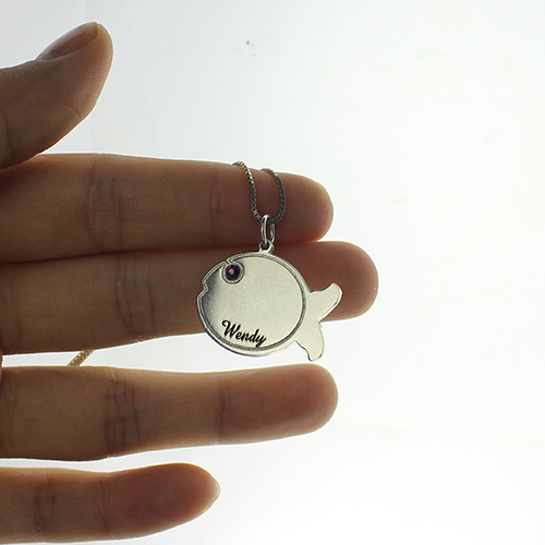 Fish Necklace Engraved Name Sterling Silver - Name My Jewelry &trade;