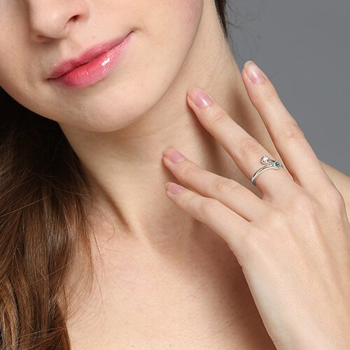 Dual Drops Birthstone Ring In Sterling Silver  - Name My Jewelry &trade;