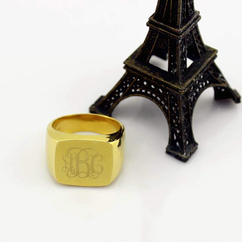 18ct Gold Plated Fashion Monogram Initial Ring - Name My Jewelry &trade;