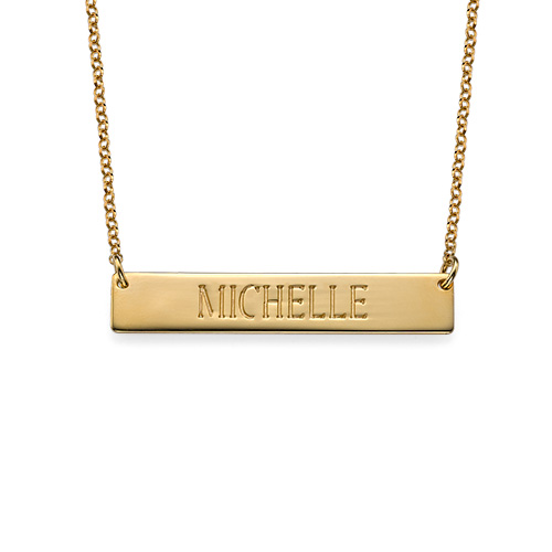 Engraved Bar Necklace in Gold Plating - Name My Jewelry &trade;