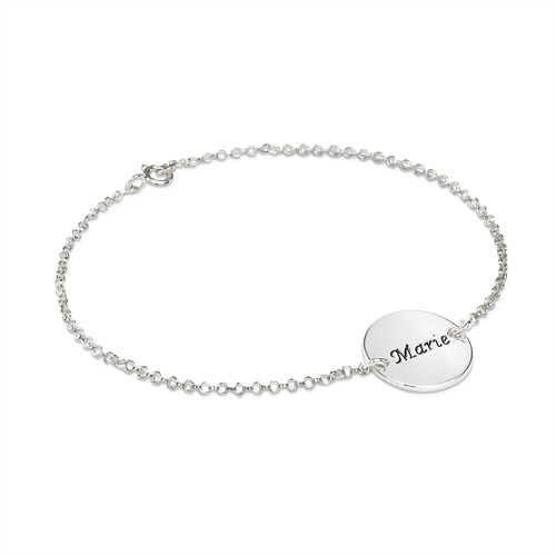 Engraved Disc Bracelet/Anklet In Sterling Silver - Name My Jewelry &trade;