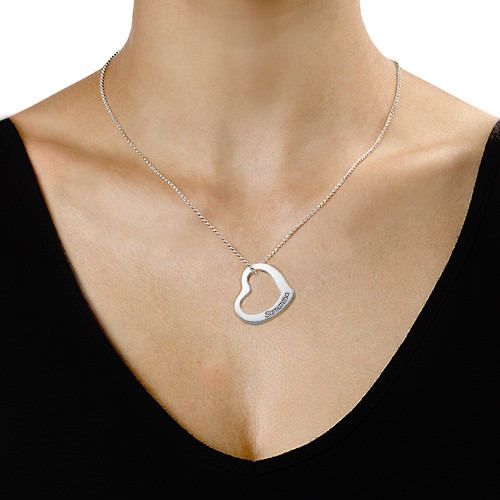 Engraved Floating Heart Necklace - Name My Jewelry &trade;