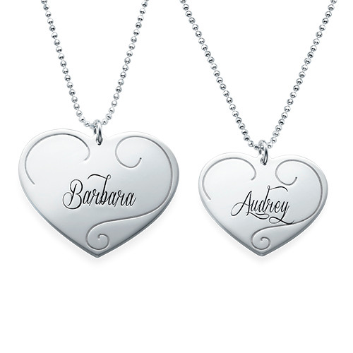 Engraved Heart Pendants - Mother Daughter Jewelry - Name My Jewelry &trade;