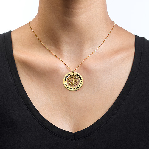 Present for Mum - Gold Plated Family Tree Necklace - Name My Jewelry &trade;
