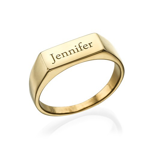 Gold Plated Engraved Signet Ring - Name My Jewelry &trade;