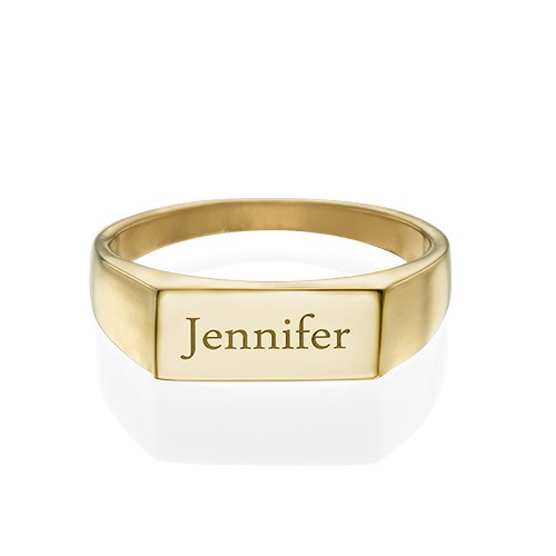 Gold Plated Engraved Signet Ring - Name My Jewelry &trade;