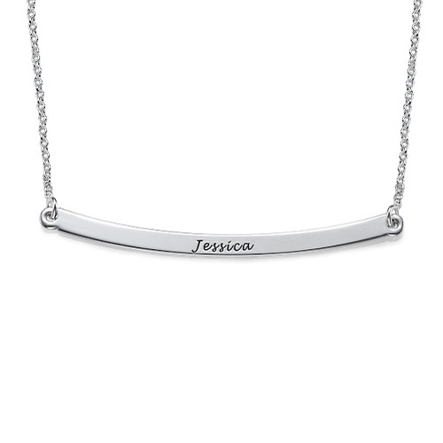 Horizontal Silver Bar Necklace - Name My Jewelry &trade;