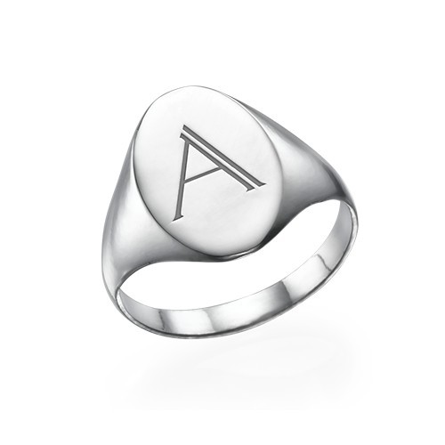Initial Signet Ring in Sterling Silver - Name My Jewelry &trade;