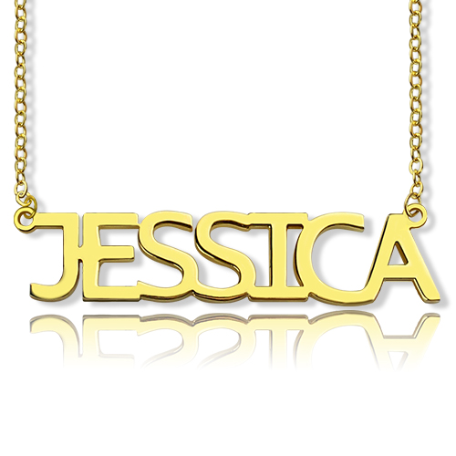 Solid Gold Plated Jessica Style Name Necklace - Name My Jewelry &trade;