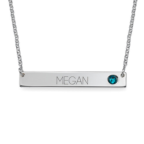 Silver Bar Necklace with Birthstone  - Name My Jewelry &trade;