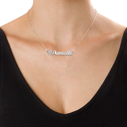 Silver Hashtag Necklace - Name My Jewelry &trade;