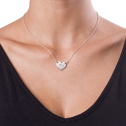 Sterling Silver Engraved Heart Necklace - Name My Jewelry &trade;