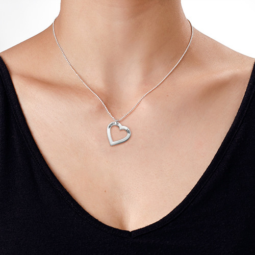 Sterling Silver Engraved Heart Necklace-One Pendant/Two Pendants/More Pendants - Name My Jewelry &trade;