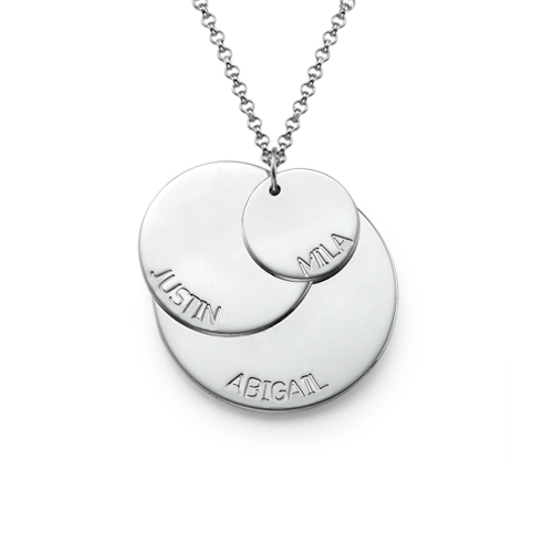 Sterling Silver Mummy Necklace with Kid's Names - Name My Jewelry &trade;