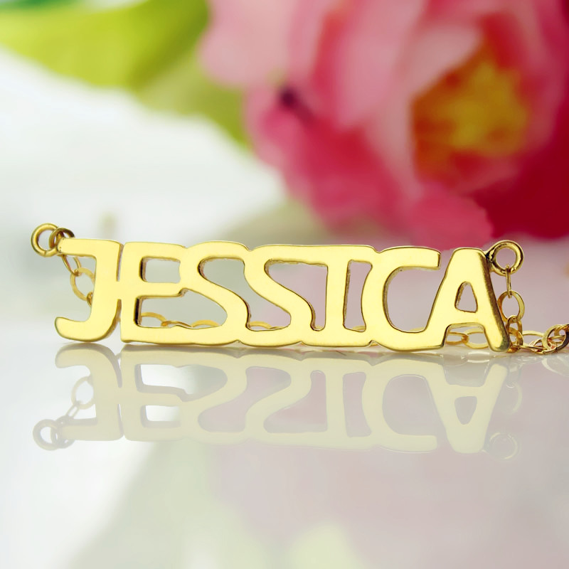 Solid Gold Plated Jessica Style Name Necklace - Name My Jewelry &trade;