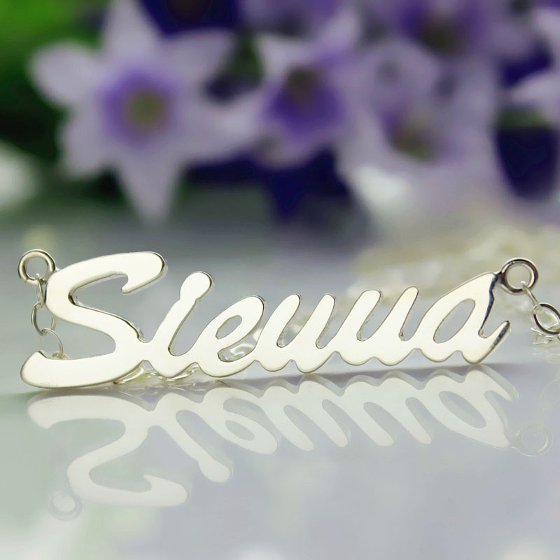 Solid White Gold Sienna Style Name Necklace - Name My Jewelry &trade;