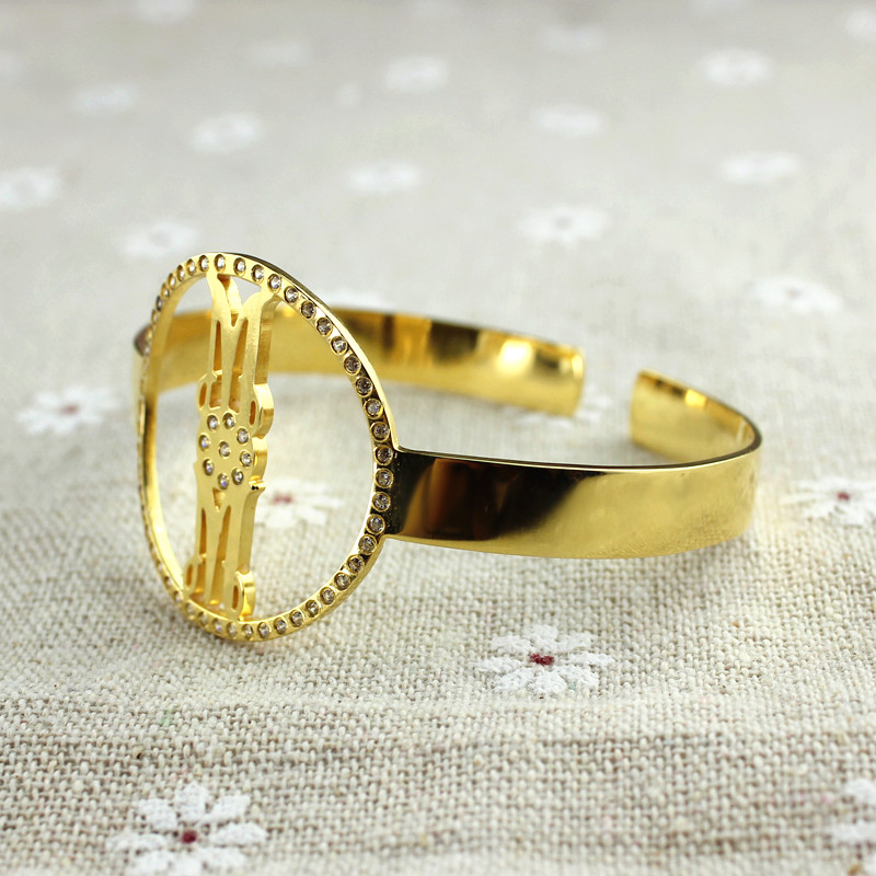 Personal Gold Plated Silver Monogram Circle Bracelet With Birthstone  - Name My Jewelry &trade;