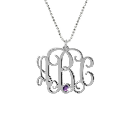 Sterling Silver Monogram Necklace with Swarovski - Name My Jewelry &trade;