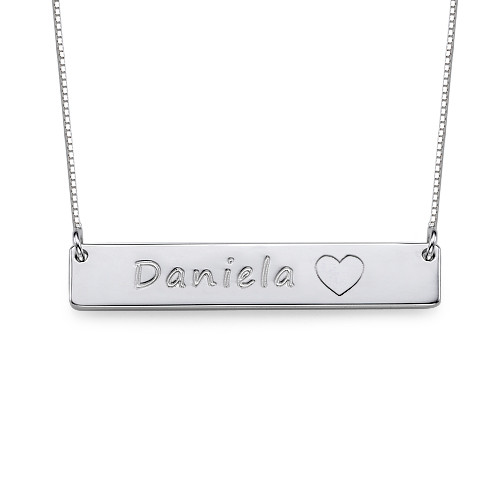Silver Bar Necklace with Icons - Name My Jewelry &trade;