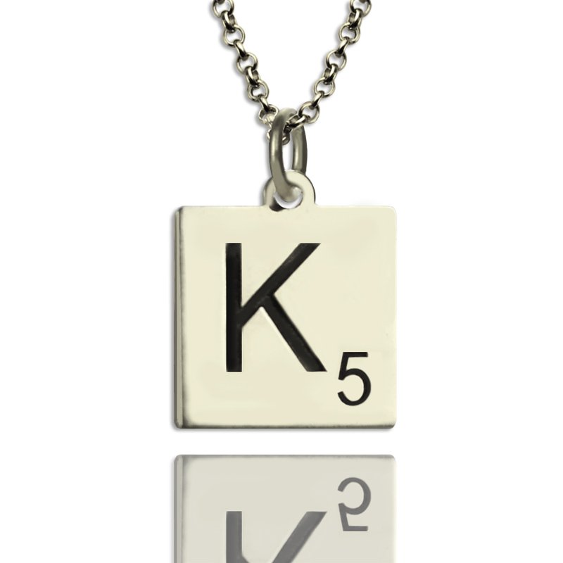 Scrabble Initial Letter Necklace Sterling Silver - Name My Jewelry &trade;