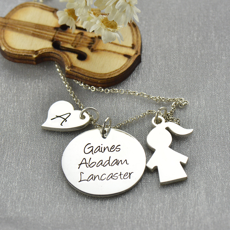 Mother Necklace Gift With Kids Name Charm Sterling Silver - Name My Jewelry &trade;