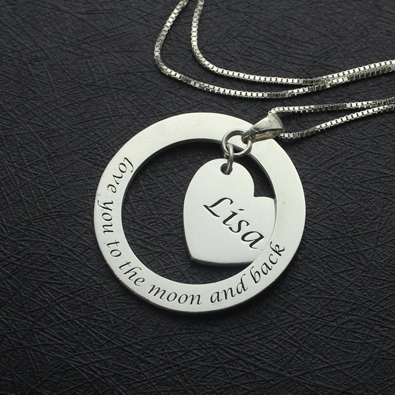 Custom Promise Necklace with Name  Phrase Sterling Silver - Name My Jewelry &trade;