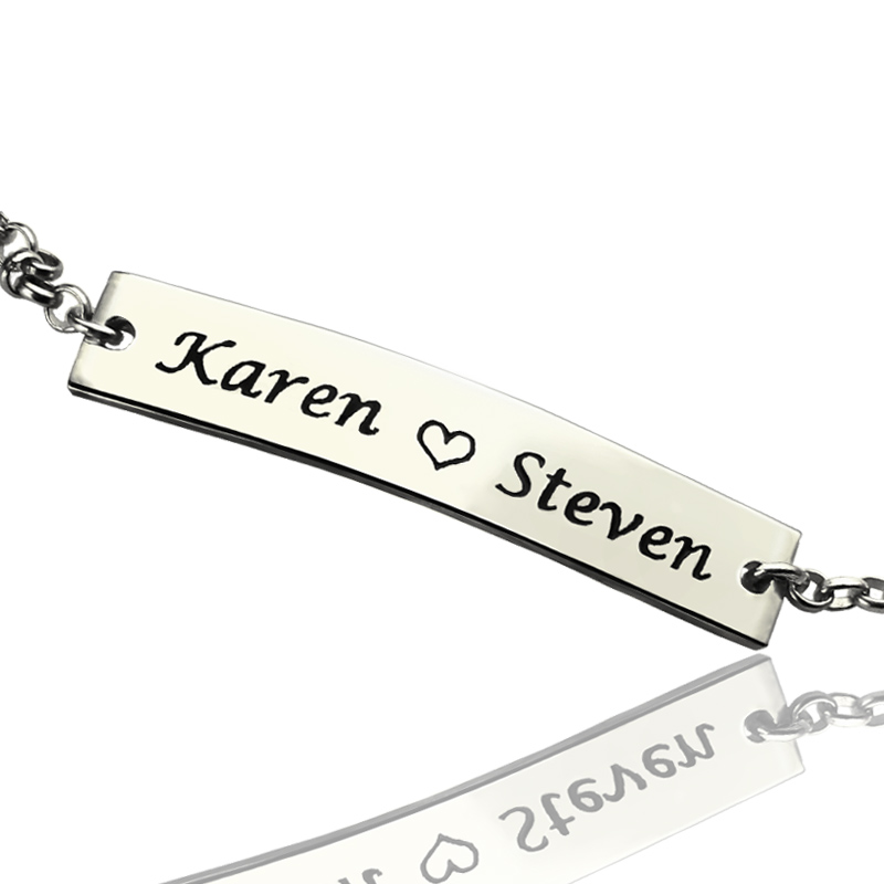 Engraved Name Bar Bracelet For Her Sterling Silver - Name My Jewelry &trade;