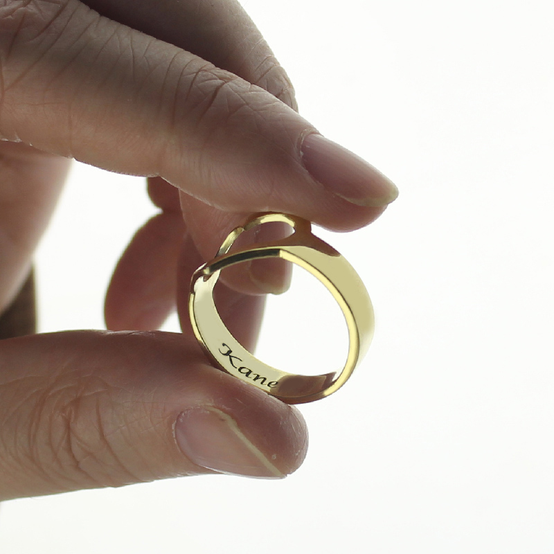 Custom Heart Couple's Promise Ring With Name Gold Plated Silver - Name My Jewelry &trade;