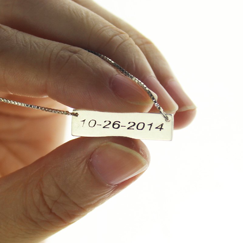 personalized Sterling Silver Date Bar Necklace - Name My Jewelry &trade;
