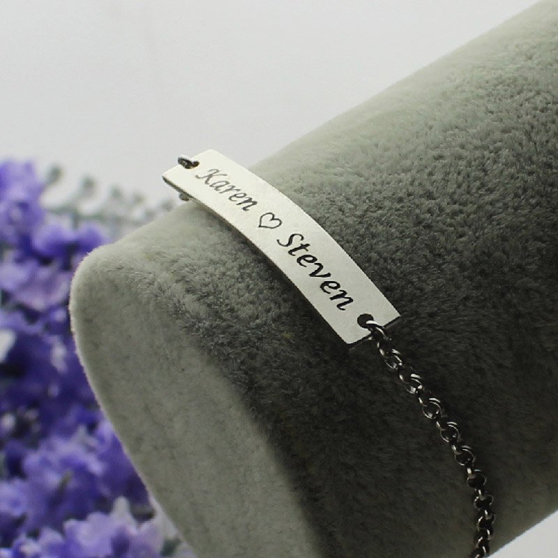 Engraved Name Bar Bracelet For Her Sterling Silver - Name My Jewelry &trade;