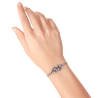 personalized Duo of Hearts and Stones Infinity Bracelet  - Name My Jewelry &trade;