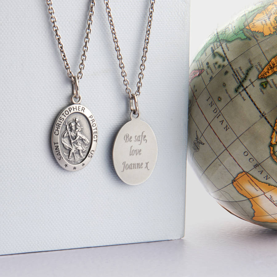 personalized Mens St Christopher Silver Necklace - Name My Jewelry &trade;